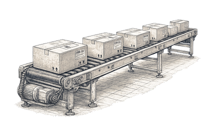 Conveyor belt with packages
