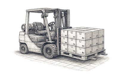 Forklift moving pallets