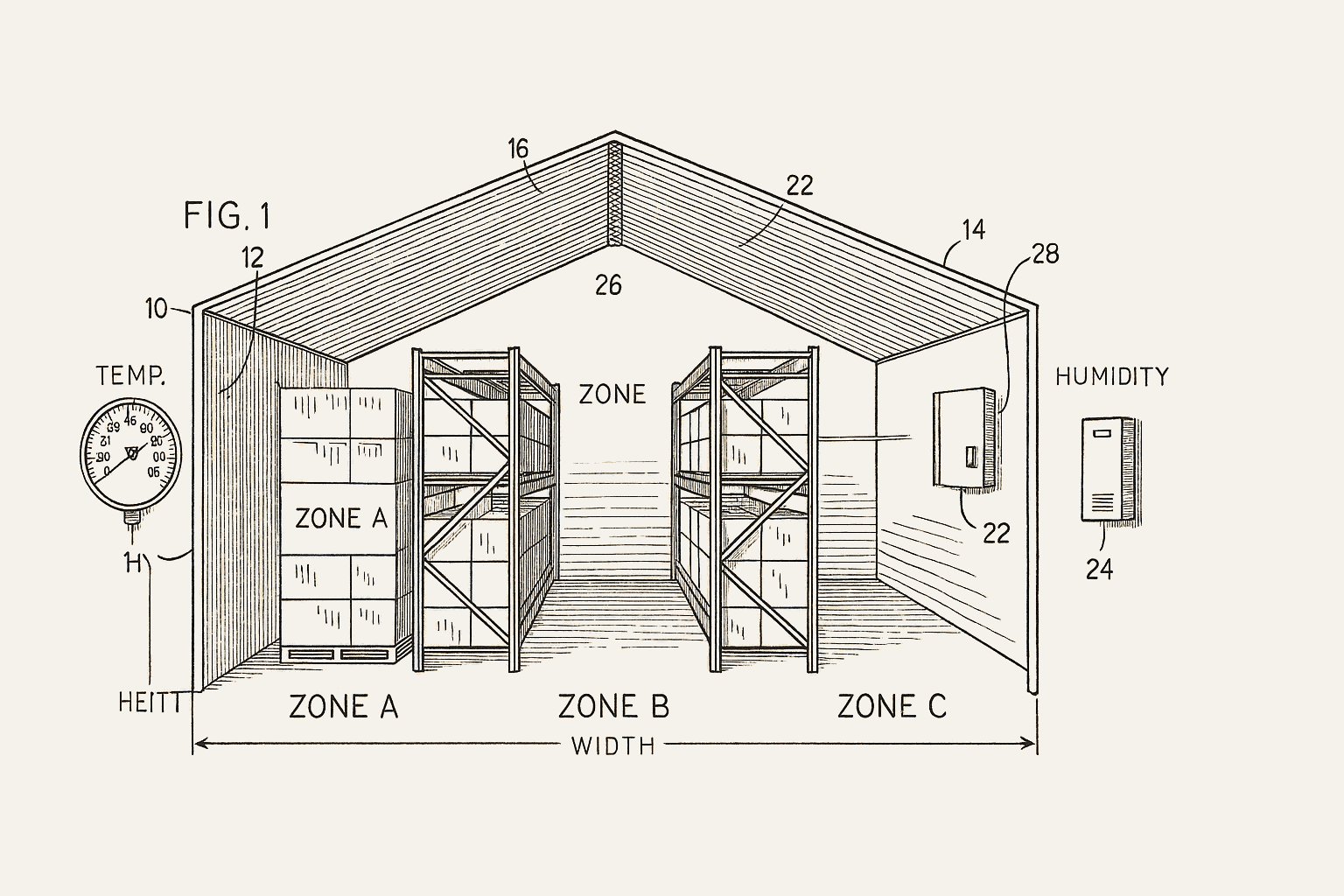 Climate controlled storage facility diagram