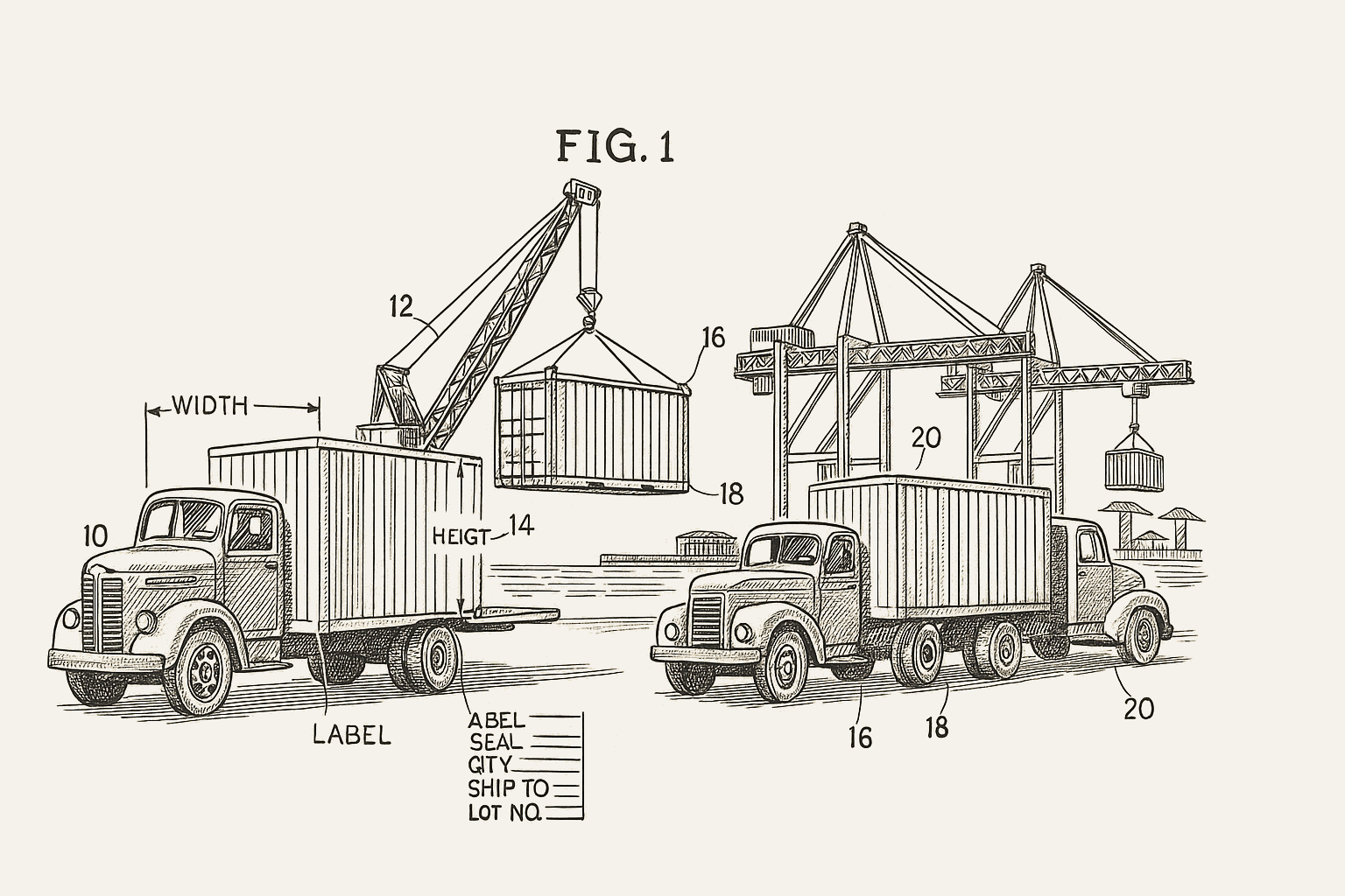 Drayage trucks at a busy port