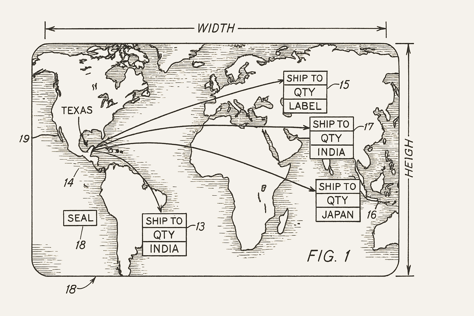 Global shipping routes diagram