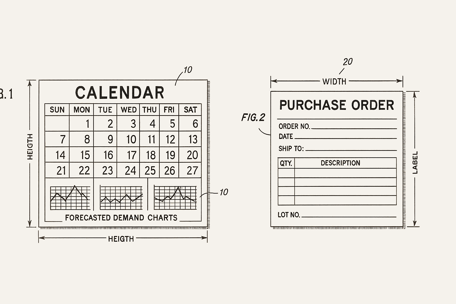 Inventory forecasting and purchase order process diagram